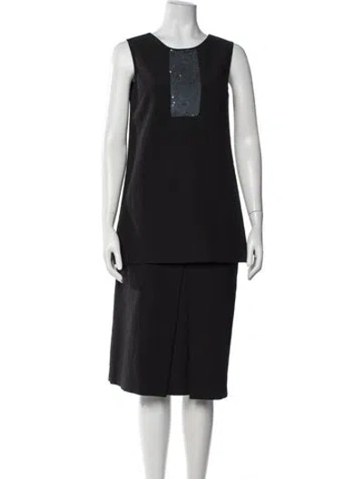 Pre-owned Vera Wang Sequin Embellishments Skirt Set In Black