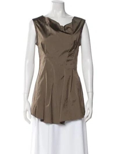 Pre-owned Vera Wang Silk Asymmetrical Blouse In Neutral