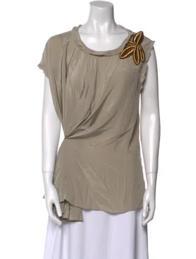 Pre-owned Vera Wang Silk Cowl Neck Blouse In Neutral