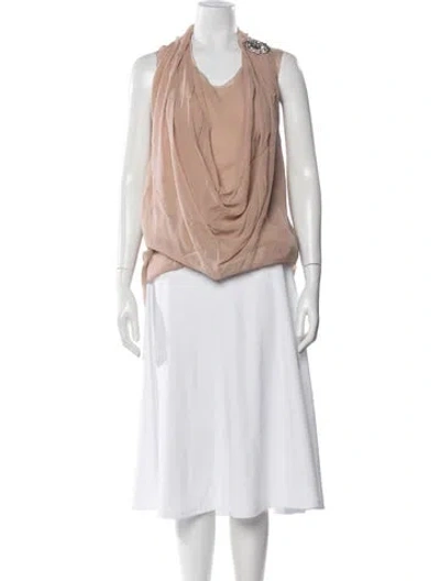 Pre-owned Vera Wang Silk Cowl Neck Blouse In Neutral