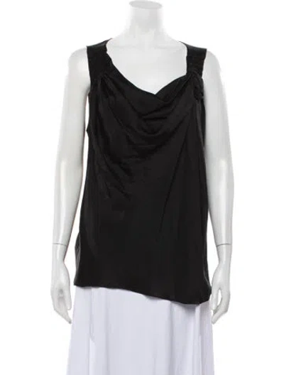 Pre-owned Vera Wang Silk Cowl Neck Top In Black