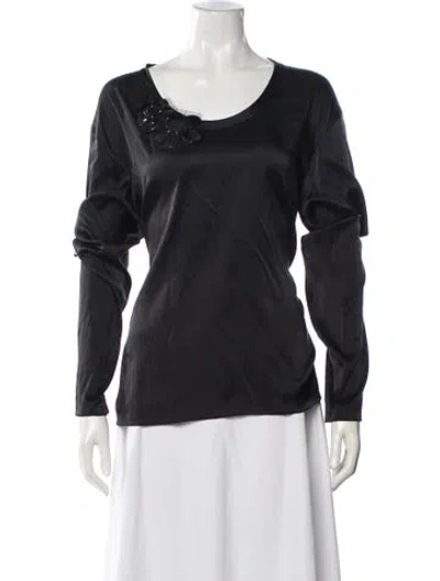 Pre-owned Vera Wang Silk Crew Neck Top In Gray