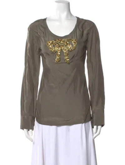 Pre-owned Vera Wang Silk Crew Neck Top In Neutral