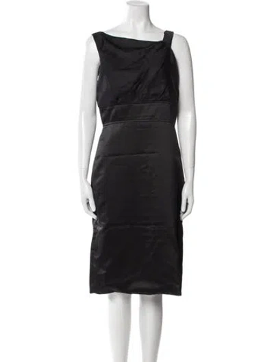 Pre-owned Vera Wang Silk Knee-length Dress In Black