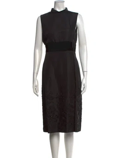 Pre-owned Vera Wang Silk Knee-length Dress In Black/blue