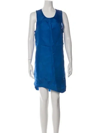 Pre-owned Vera Wang Silk Knee-length Dress In Blue