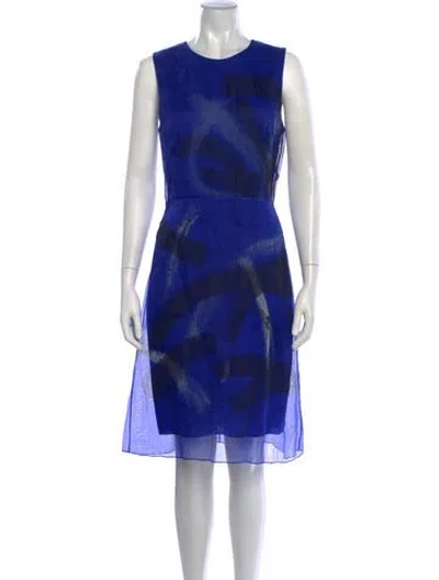Pre-owned Vera Wang Silk Knee-length Dress In Blue