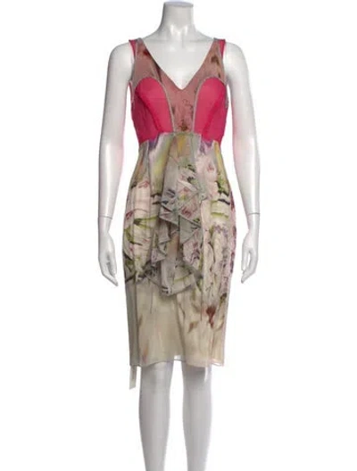 Pre-owned Vera Wang Silk Knee-length Dress In Multi