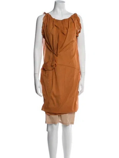 Pre-owned Vera Wang Silk Knee-length Dress In Orange