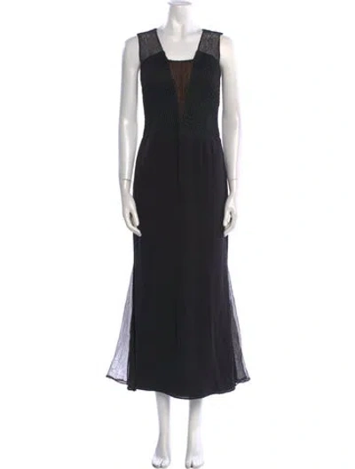 Pre-owned Vera Wang Silk Long Dress In Black