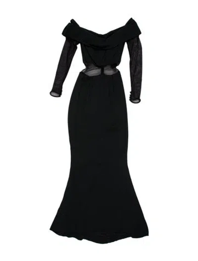 Pre-owned Vera Wang Silk Long Dress In Black