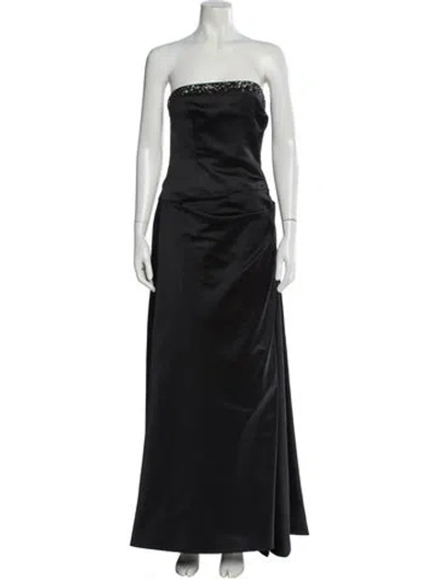 Pre-owned Vera Wang Silk Long Dress In Black