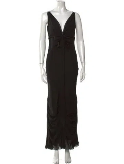 Pre-owned Vera Wang Silk Long Dress In Black