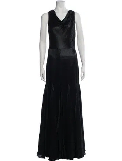 Pre-owned Vera Wang Silk Long Dress In Black