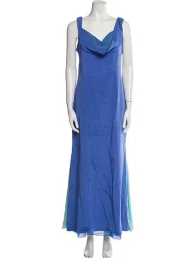 Pre-owned Vera Wang Silk Long Dress In Blue