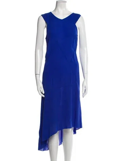 Pre-owned Vera Wang Silk Long Dress In Blue