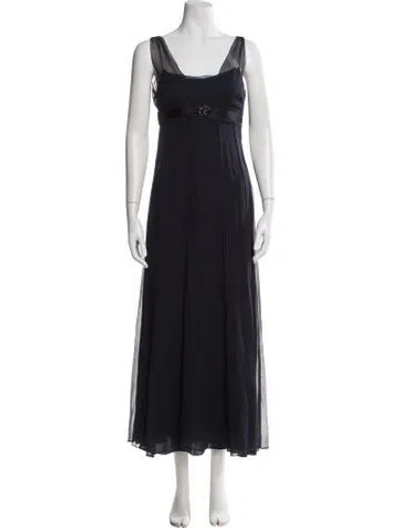 Pre-owned Vera Wang Silk Long Dress In Blue
