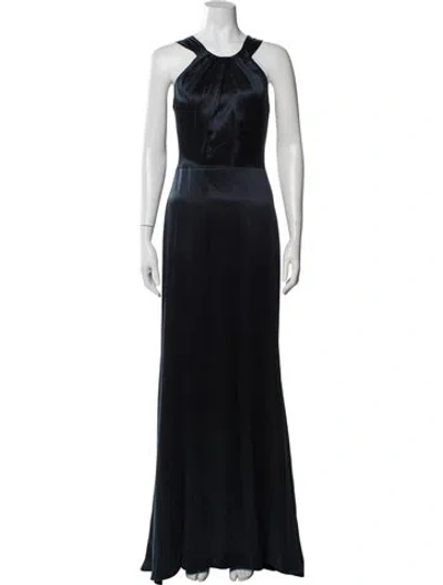 Pre-owned Vera Wang Silk Long Dress In Blue