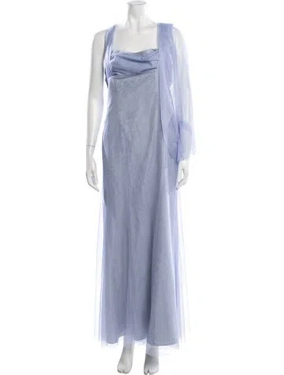Pre-owned Vera Wang Silk Long Dress In Blue