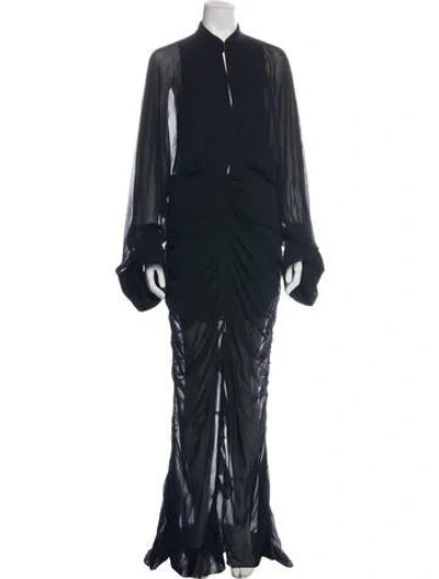 Pre-owned Vera Wang Silk Long Dress In Blue