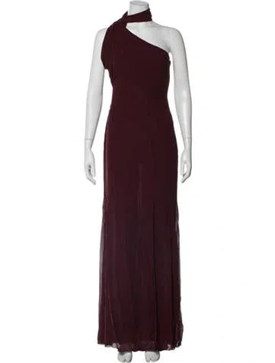 Pre-owned Vera Wang Silk Long Dress In Burgundy