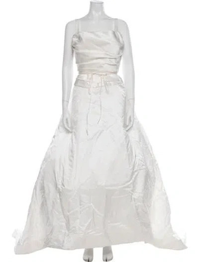 Pre-owned Vera Wang Silk Long Dress In Gray