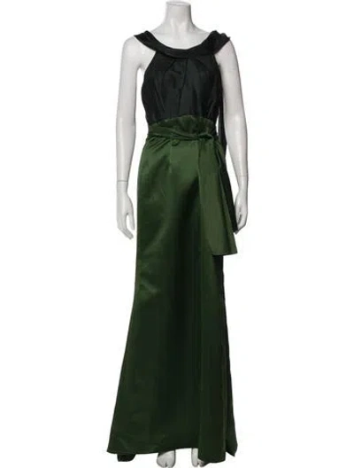 Pre-owned Vera Wang Silk Long Dress In Green