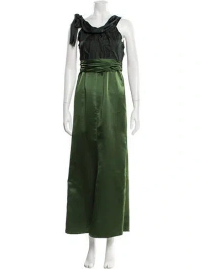 Pre-owned Vera Wang Silk Long Dress In Green
