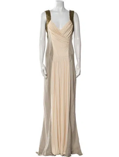 Pre-owned Vera Wang Silk Long Dress In Neutral