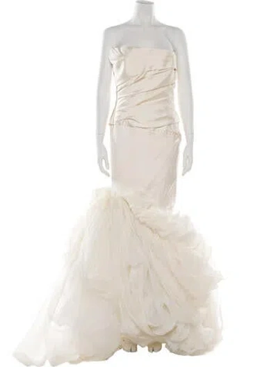 Pre-owned Vera Wang Silk Long Dress In Neutral