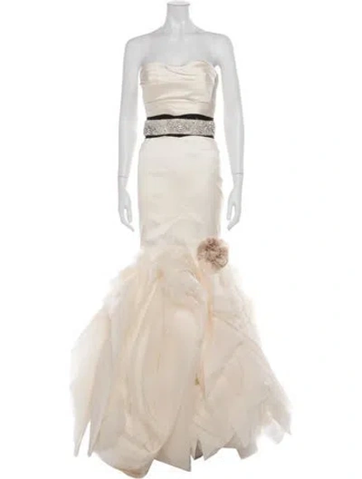 Pre-owned Vera Wang Silk Long Dress In Neutral