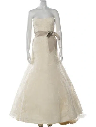 Pre-owned Vera Wang Silk Long Dress In Neutrals