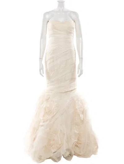Pre-owned Vera Wang Silk Long Dress In Neutrals