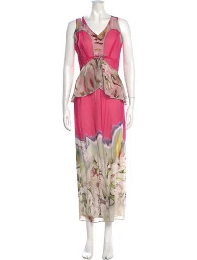 Pre-owned Vera Wang Silk Long Dress In Pink