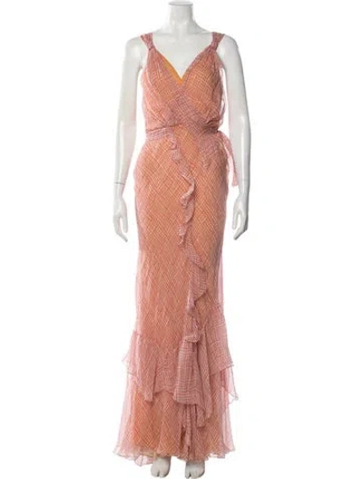 Pre-owned Vera Wang Silk Long Dress In Pink