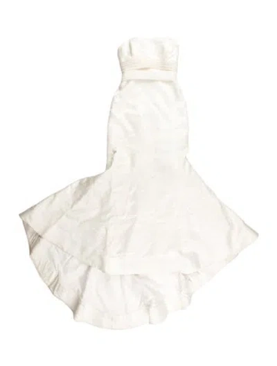 Pre-owned Vera Wang Silk Long Dress In White
