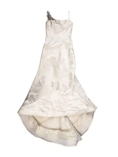 Pre-owned Vera Wang Silk Long Dress In White