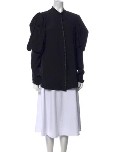 Pre-owned Vera Wang Silk Long Sleeve Blouse In Black