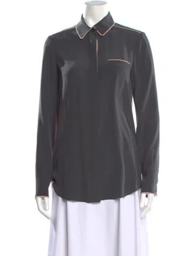 Pre-owned Vera Wang Silk Long Sleeve Blouse In Gray