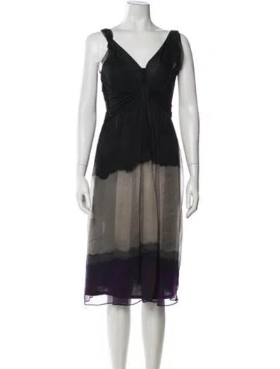 Pre-owned Vera Wang Silk Midi Length Dress In Black