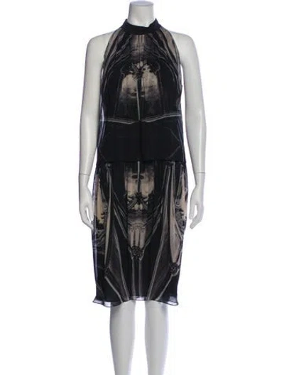 Pre-owned Vera Wang Silk Midi Length Dress In Black