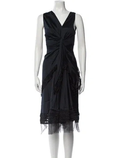 Pre-owned Vera Wang Silk Midi Length Dress In Blue