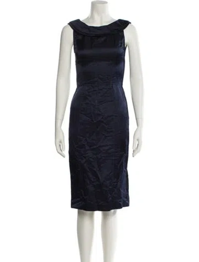 Pre-owned Vera Wang Silk Midi Length Dress In Blue