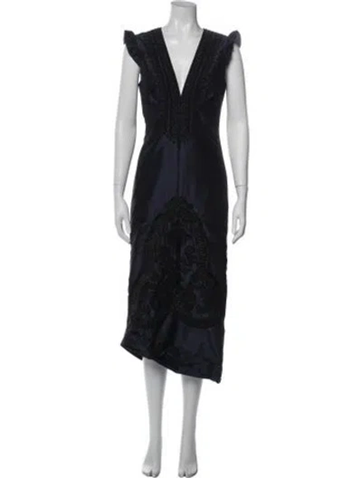 Pre-owned Vera Wang Silk Midi Length Dress In Blue