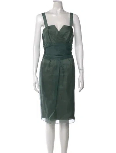 Pre-owned Vera Wang Silk Midi Length Dress In Green