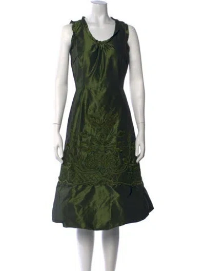 Pre-owned Vera Wang Silk Midi Length Dress In Green