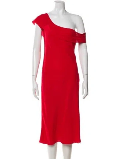 Pre-owned Vera Wang Silk Midi Length Dress In Red