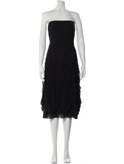 Pre-owned Vera Wang Silk Midi Length Dress W/ Tags In Black