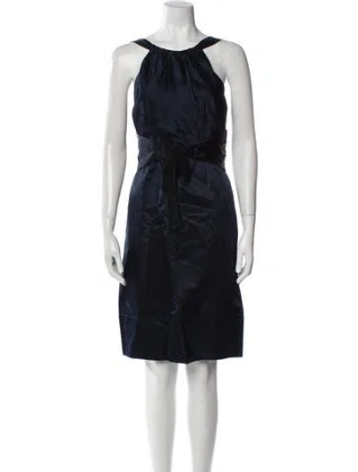 Pre-owned Vera Wang Silk Mini Dress In Blue