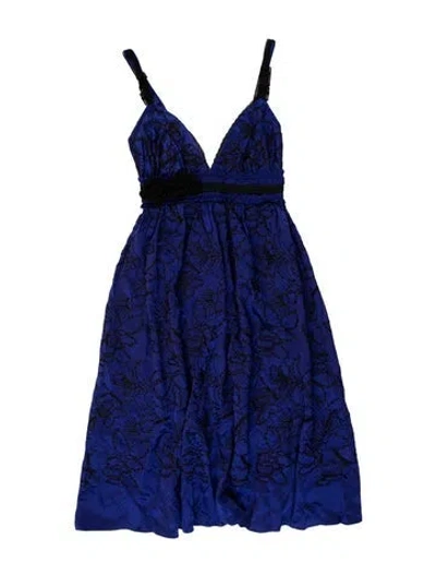 Pre-owned Vera Wang Silk Mini Dress In Blue